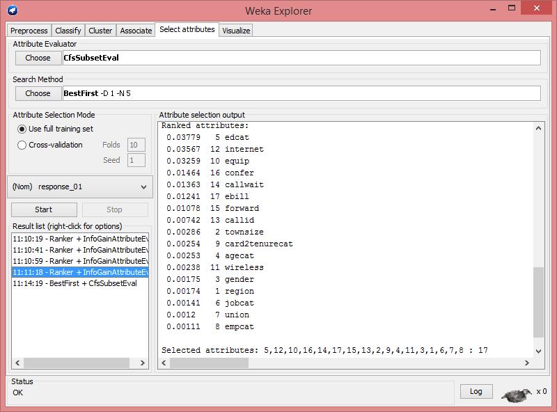 11. Run feature selection the