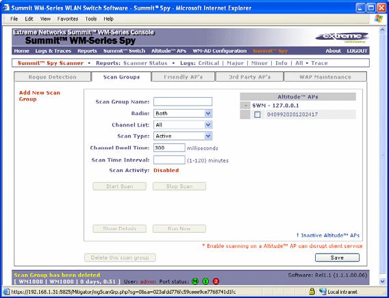 Summit Spy: running scans 6 Click on the Add button. The IP address of the Data Collection Engine, with its Poll Interval and Poll Retry parameters, appears in the list.