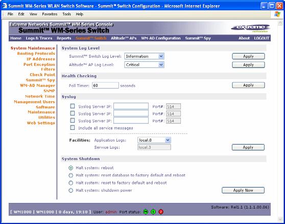 Perform maintenance tasks Perform maintenance tasks Use the System Maintenance screen to perform various maintenance tasks, including: change the log level set a poll interval for checking the status