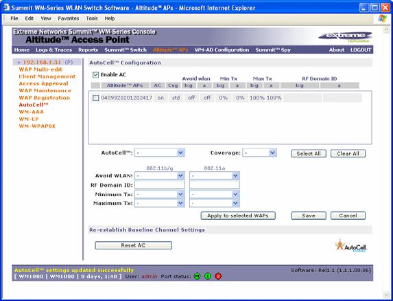 Altitude AP: startup Configure Auto Cell software 1 Select the Altitude AP tab in any screen. Click on the Auto Cell option. The Auto Cell Configuration screen appears.