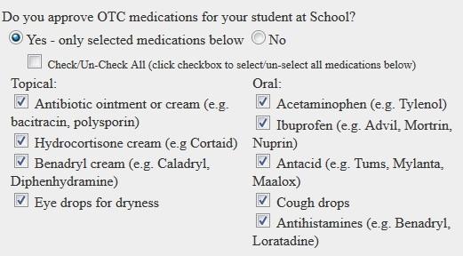 If Yes is selected please list OTC medications taken at HOME.
