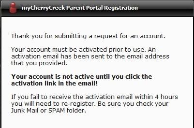 PARENT REGISTRATION (continued) Step 10: Step 9: This message will appear after clicking on Create Account.