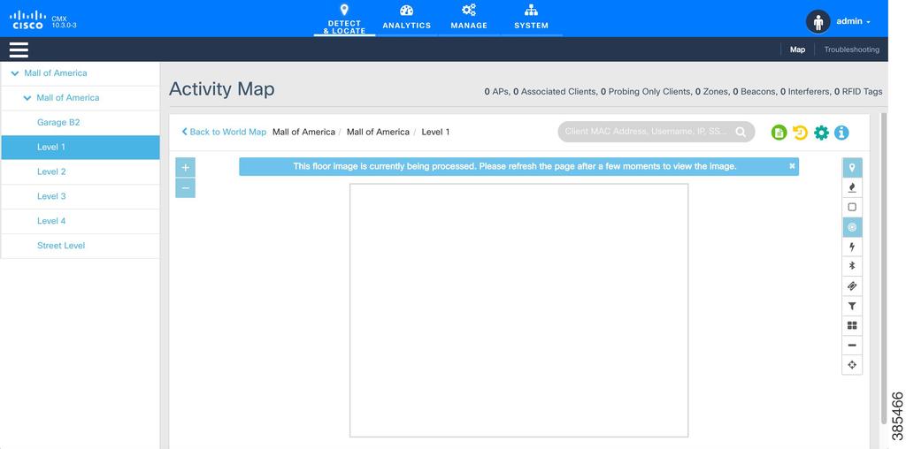 Guidelines for Managing Maps in Cisco CMX after a few moments to view the image'. Create and update the zones using Cisco CMX GUI map editor.