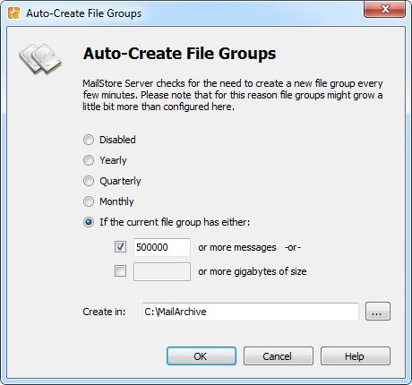 Storage Locations 108 Under Create in enter a path where to create the automatically created file groups