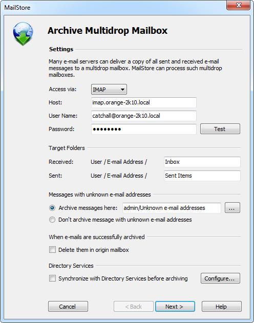 Archiving IMAP and POP3 Multidrop Mailboxes 42 Adjust any further settings such as how to handle emails with unknown addresses or asking MailStore to delete emails after they have been archived.