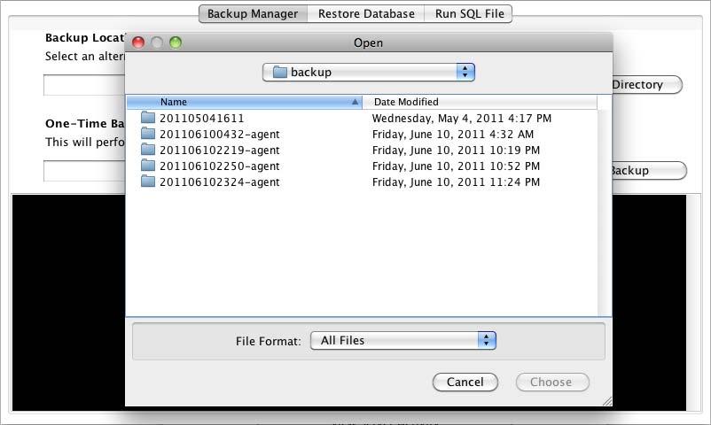 The Database Manager allows administrators to select an alternate location for the backup file and directs SAM to create a second backup file in that location.