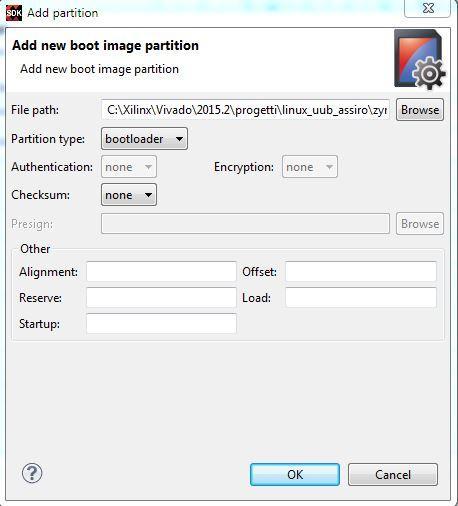 Click Add button to create a new partition into the memory, and select the file by Browse button.