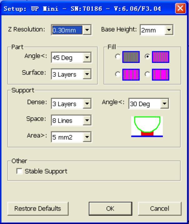 3. Operation 3.3.6 Print Setup Options Click menu 3D Print->Setup.