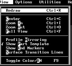 MultiCAM Lathe 2 View Menu The View Menu allows you to change the way you see the design. See Figure 2.5. View-Redraw Regenerates the graphics at the same zoom level.