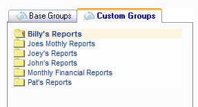 At the top of the Base Groups list are options for All and Most Requested. The All option will return reports from all report groups that match the filter criteria specified.