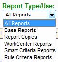 Selecting a repair center from the dropdown filters the results to only those reports associated with the selected repair center.