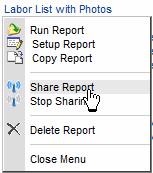 Reports that have already been shared will be marked with a shared icon ( ): 1.