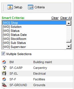 Modify Smart Criteria Module Reports The options in the Smart Criteria Pane vary dependent on the type of field.