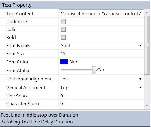 Change the content, settings, and values of each property by clicking on the boxes to their right.