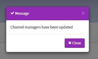 Managing Channel Managers 1. You can select the channel managers by ticking the box next to the Account ID.