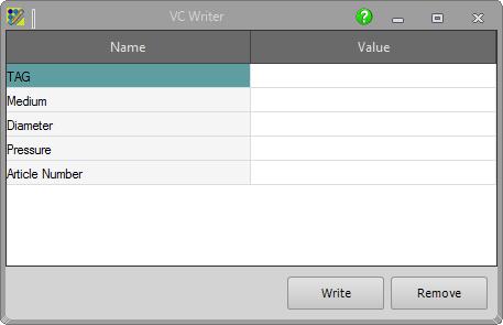 3D Piping New application VC Writer The new VC Writer (Virtual Characteristics Writer) allows the writing of virtual characteristics (e.g. TAG numbers, etc.