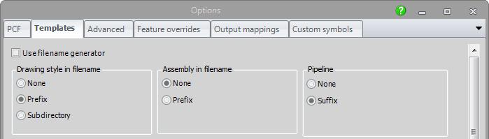 Isometric & PCF Export New in Isometric only New Filename generator for isometric drawings with settings in Plant Design Administrator and the Isometric options.