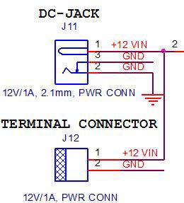 Hardware 3.6.1 12 V Supply Input A power jack (J11) is provided on the kit to give a 12 V/1 A input supply to the board.