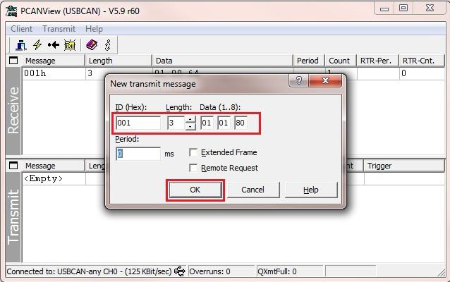 Example Projects d. The Sys Tec CAN analyzer is used for this example project. To add the transmit message, go to Transmit > New. A New Transmit message window will appear.