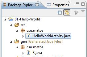 Testing Setup Example: Hello World OBSERVATION: Creating an Android Project using Eclipse The New Android Project Wizard creates the following folders and files in your new project space: src/