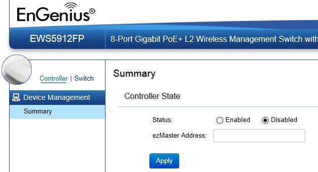 of the EWS Switch must be set to Disabled in the EWS Switch web