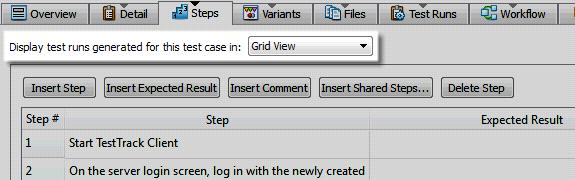 When should I generate test runs? You can select the steps view in the Display test runs generated for this test case in field on the test case Steps tab.