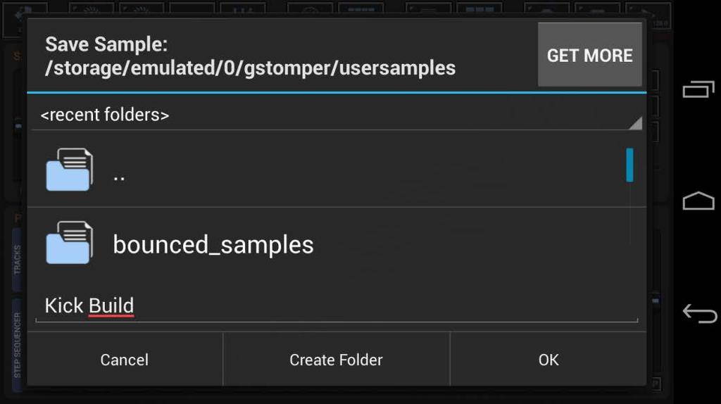 9.3.2 Save Samples To save a Sample, press SAVE in the toolbar on top.