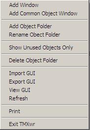 The Refresh pushbutton reloads all object information from the database. This includes the object attributes and object trees.
