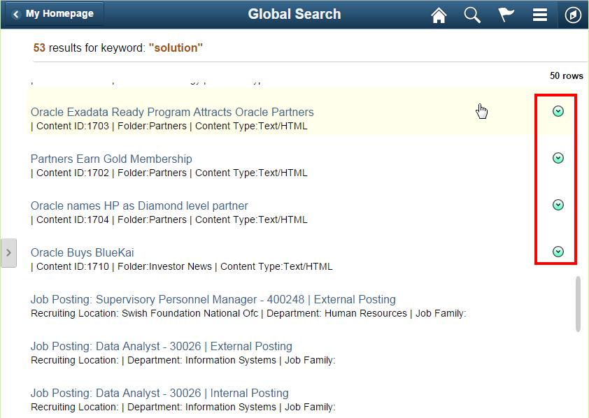 Figure 21: Example of Global Search results with Related Actions General guidelines and recommendations for Global Search Results:» Include Related Actions in the search results when the user may
