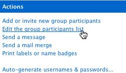 Click Edit the group participants list in the Actions menu on the right.