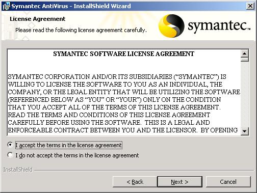 Symantec AntiVirus InstallShield Wizard All contents are Copyright 1992 2006