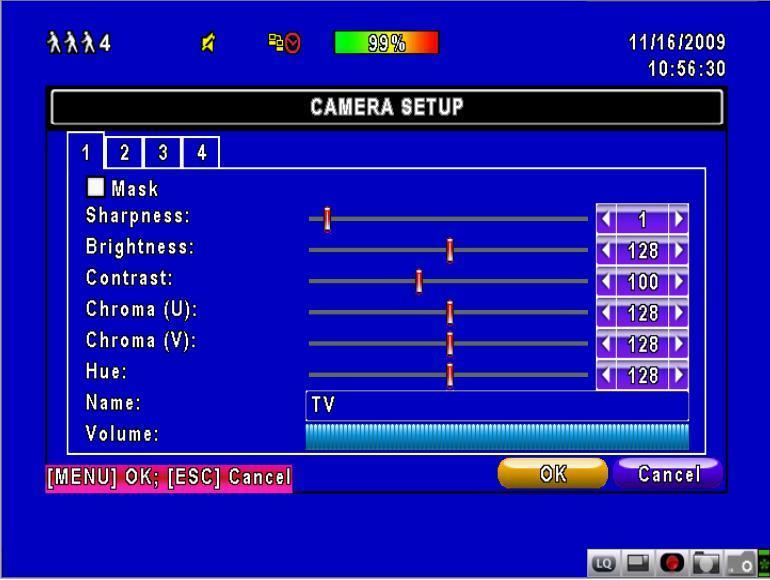 4-4 CAMERA SETUP Item 1~4 You can setup independently for each channel.