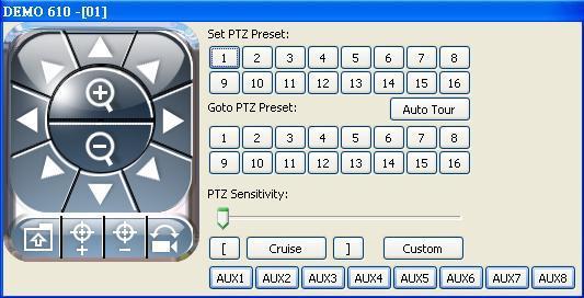 9-5.3 PTZ Control In the main display, right click on the channel will bring up PTZ control panel as below.