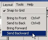 Adding Components to the GUI Bring to Front Move the selected object(s) in front of nonselected objects (available from the right-click context menu, the Layout menu, or the Ctrl+F shortcut).