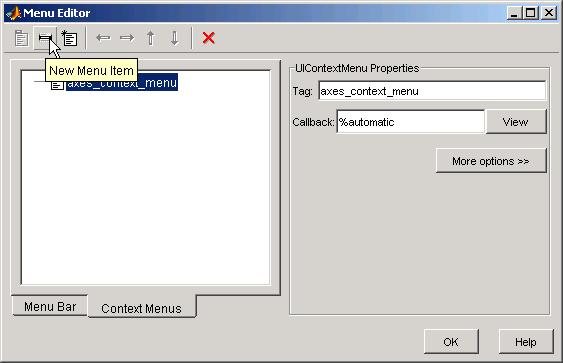 Creating Menus Adding Items to the Context Menu Use the New Menu Item button to create menu items that are displayed in the context menu.