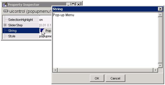 Entering Pop-Up Menu Items The pop-up menu provides a choice of three data sets: peaks, membrane, and sinc.