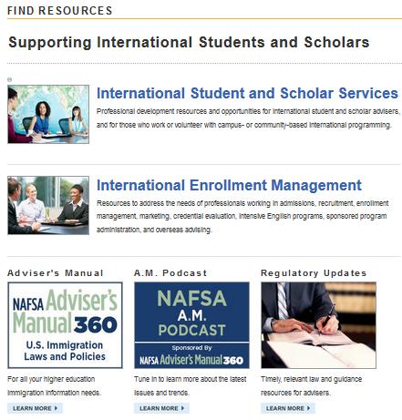 You can also get to the Adviser s Manual home page through the Find Resources journey on the NAFSA website.