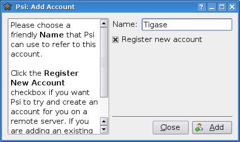 Configuration Instructions for Psi To connect to tigase.org server we need to configure the program. Below are step-by-step instructions for novice users on how to setup Psi. 1.