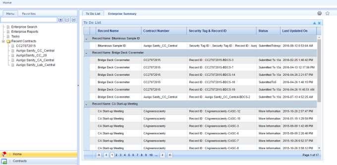 enable a user to get first-hand information of the status and progress of various contracts, resources, and workflows.