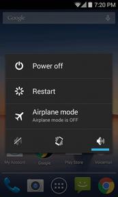 1. Press and hold the Power/Lock key to display the device options menu. 2. Tap Airplane mode to turn it on. Your phone is now in airplane mode. You will see the airplane mode icon in the status bar.