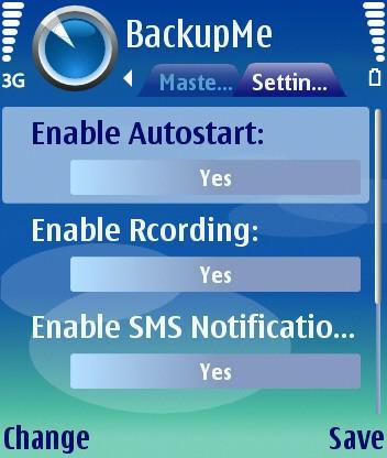 Enable/Disable the autostart on the phone rebooting. Enable/Disable recording conversation during voice call. Enable/Disable SMS notificatoins about SIM card changing.