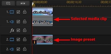 Click OK to close the Blending Effect window, and add the two clips to the timeline.
