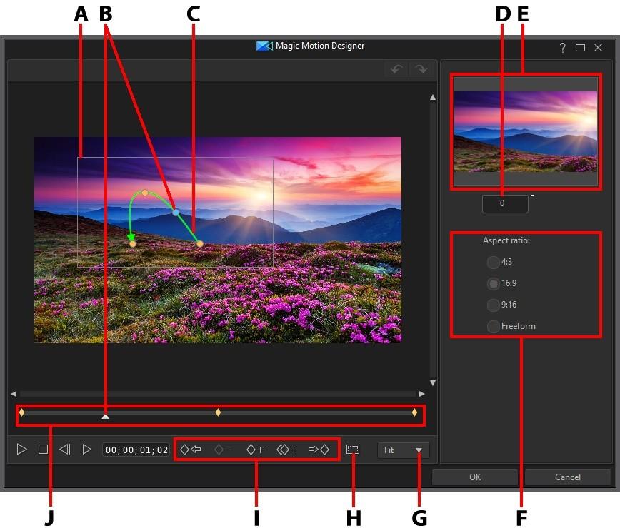 Adding Effects Magic Motion Designer After you select a motion template to apply to the selected image, select the Motion Designer* button to customize the motion in the Magic Motion Designer.