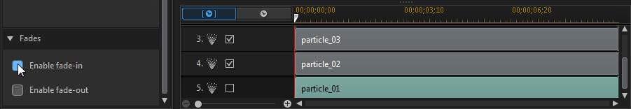 CyberLink PowerDirector Help Applying Fades Select a particle object in the keyframe timeline and then the Fades option to apply a fade effect to it.