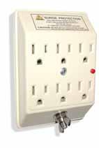 DTK-6FF DTK-6GTP DTK-6F DTK-6GTP DTK-6FF DTK-6F Wall mount duplex outlet becomes six surge protected outlets Center screw secures surge protector to outlet housing Diagnostic LED indicates ground