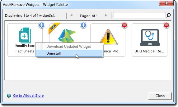 Uninstalling Widgets Note that there is a difference between uninstalling a widget and simply removing it from the Sidebar; by uninstalling a widget it is removed from your computer. 1.