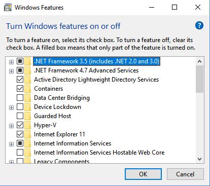 NAV ON DOCKER - HOW TO GET UP AND RUNNING OS AND PREREQUISITES Windows Server 2016 Activate Feature: Containers Windows 10 Professional / Enterprise edition Activate Features: