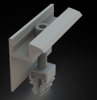 9742-Exx-B Corner clamp pre-fabricated for framed modules Length = 70 mm Width =