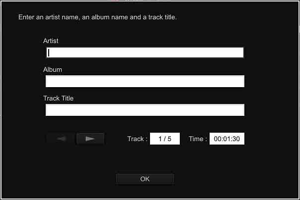 Enter tag information of a recorded file You can input tag information such as [Artist], [Album], and [Track Title].