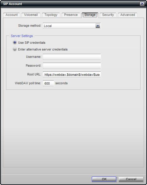 Bria 2.5 for Windows User Guide SIP Account Properties Storage These settings let you set up a remote storage system for the buddy list for this SIP account.